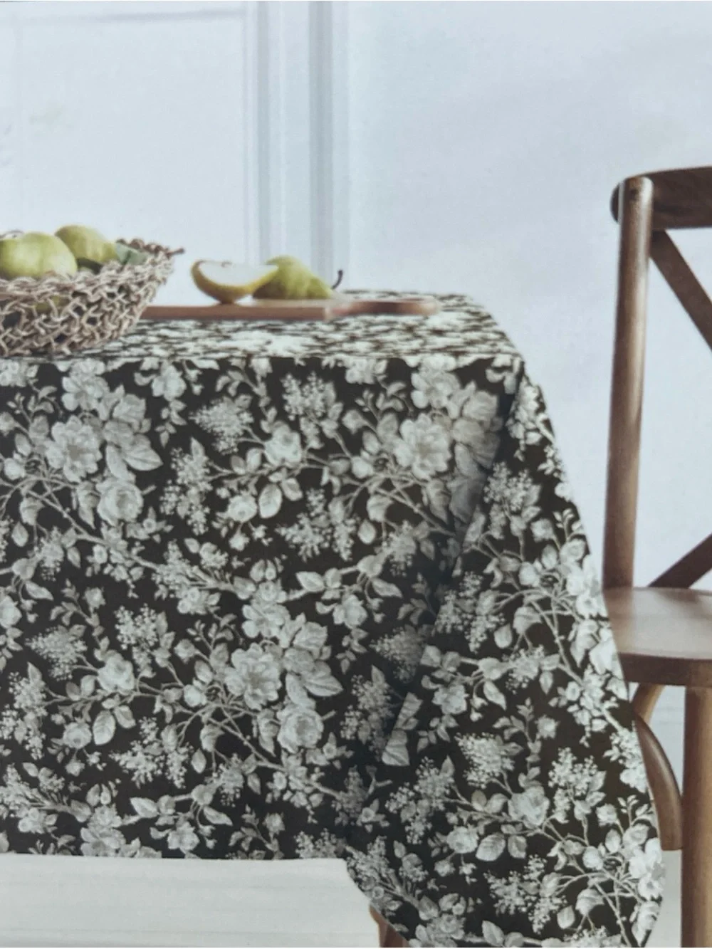 Lauren Ralph Lauren Fall Elegant Brown and Cream Floral Tablecloth 60” X 120”